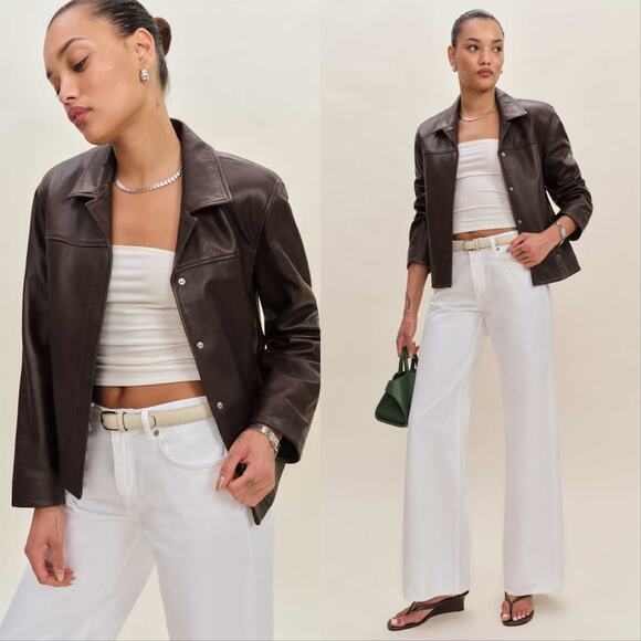 New Reformation Veda Louisa Leather Jacket - Picture 1 of 5